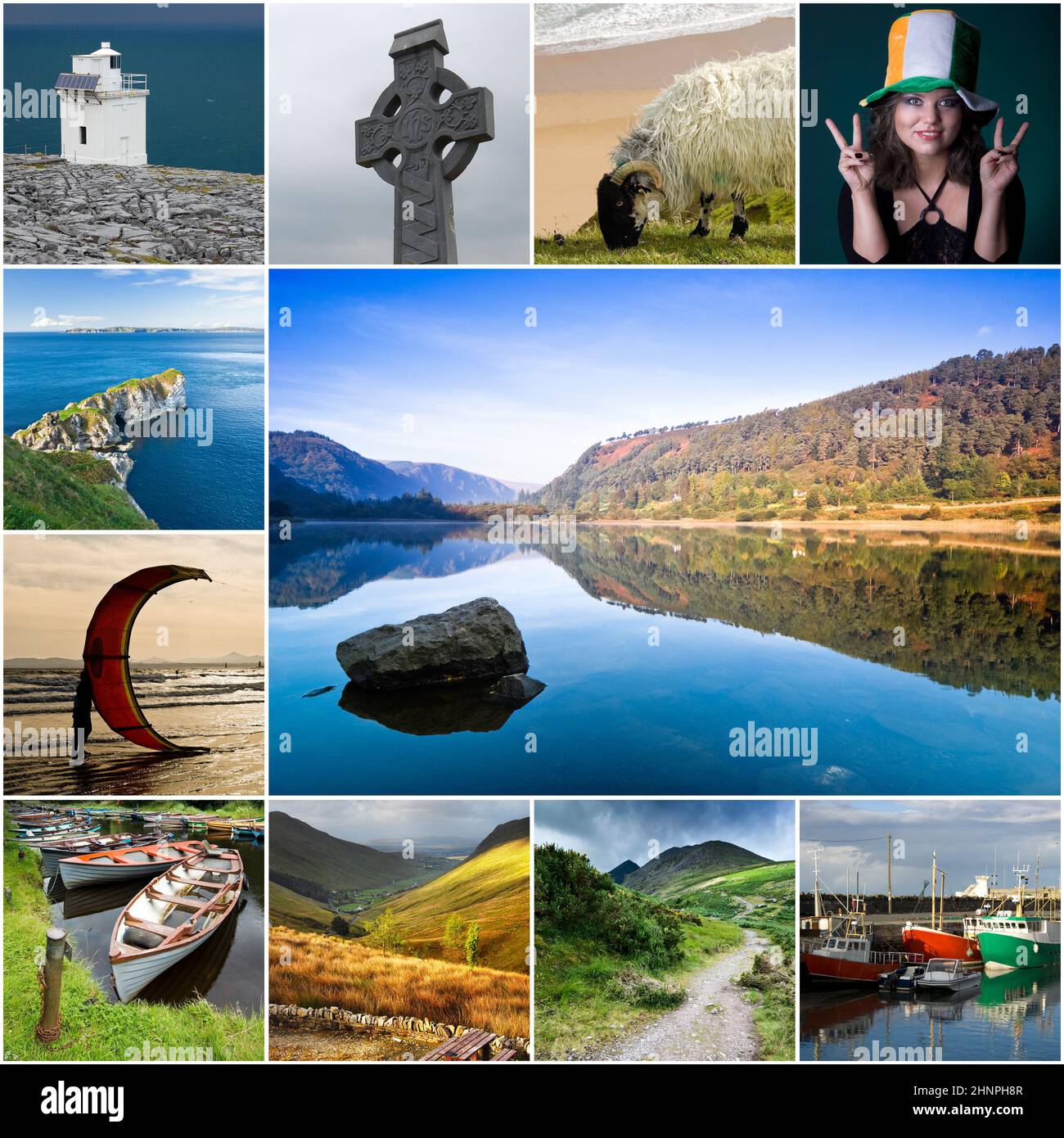 Collage di più temi caratteristici da Irlanda Foto Stock