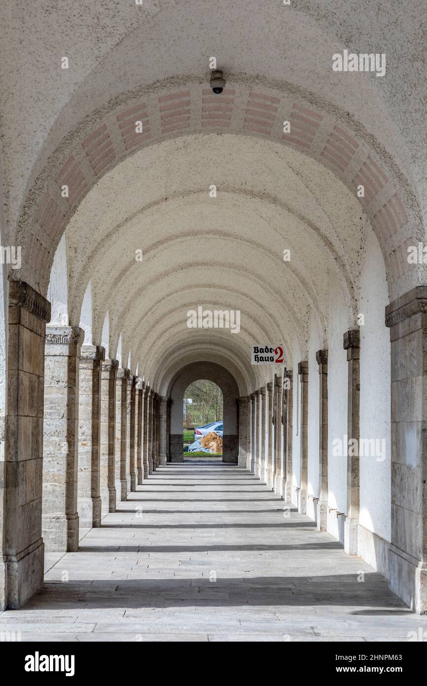 Storica Bathhouse presso lo Sprudelhof a Bad Nauheim Foto Stock