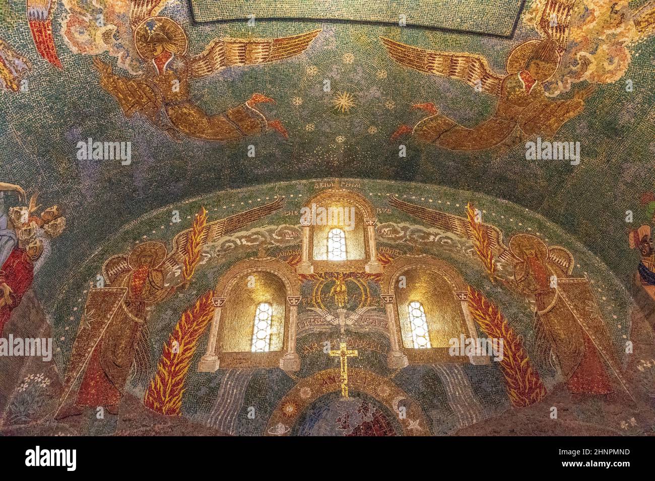 Mosaico nella cappella dell'Abbazia di Saint-Odile Foto Stock