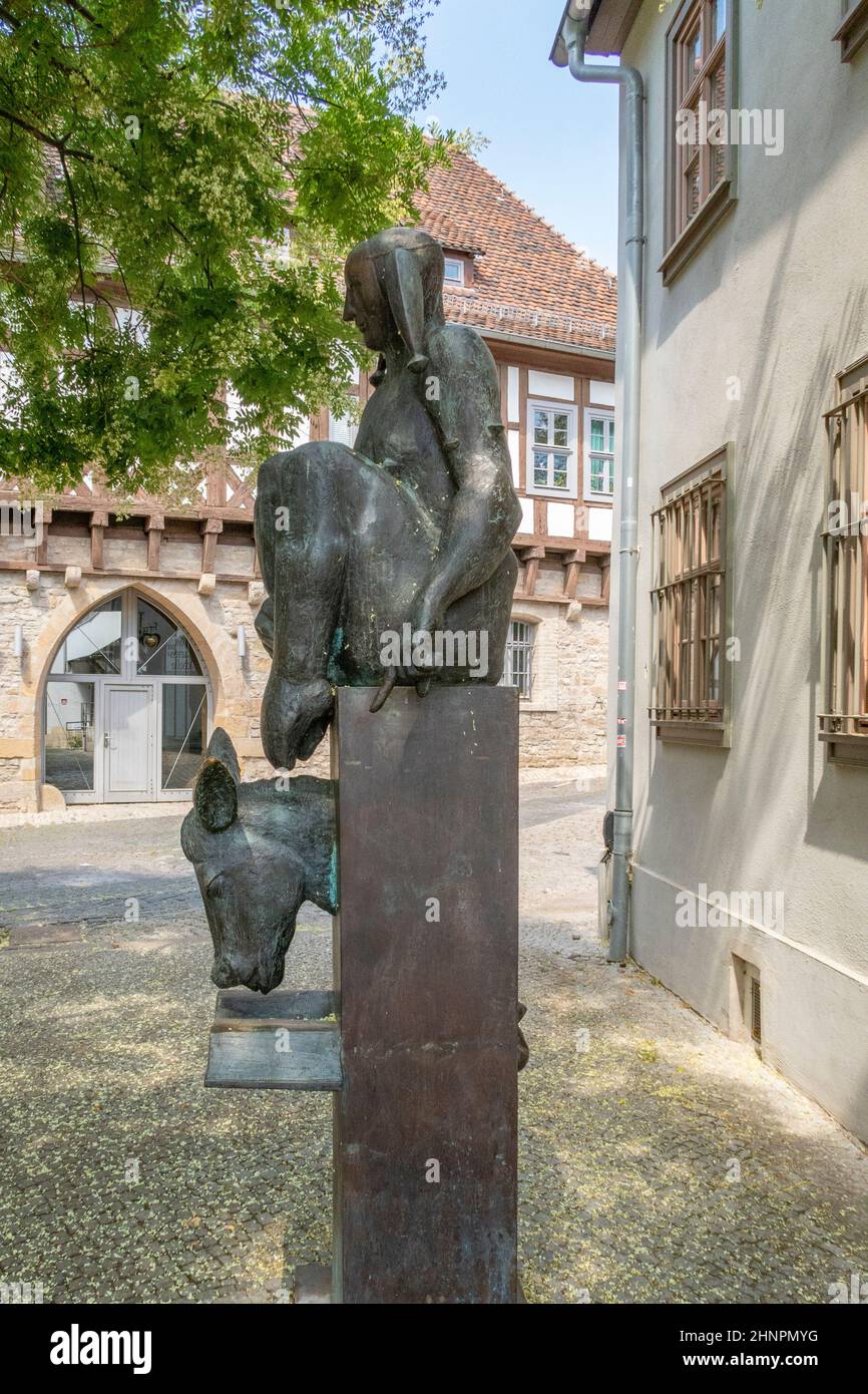 Monumento fino a Eulenspiegel è stato creato da Anke Besser-Gueth e inaugurato nel 2001 Foto Stock