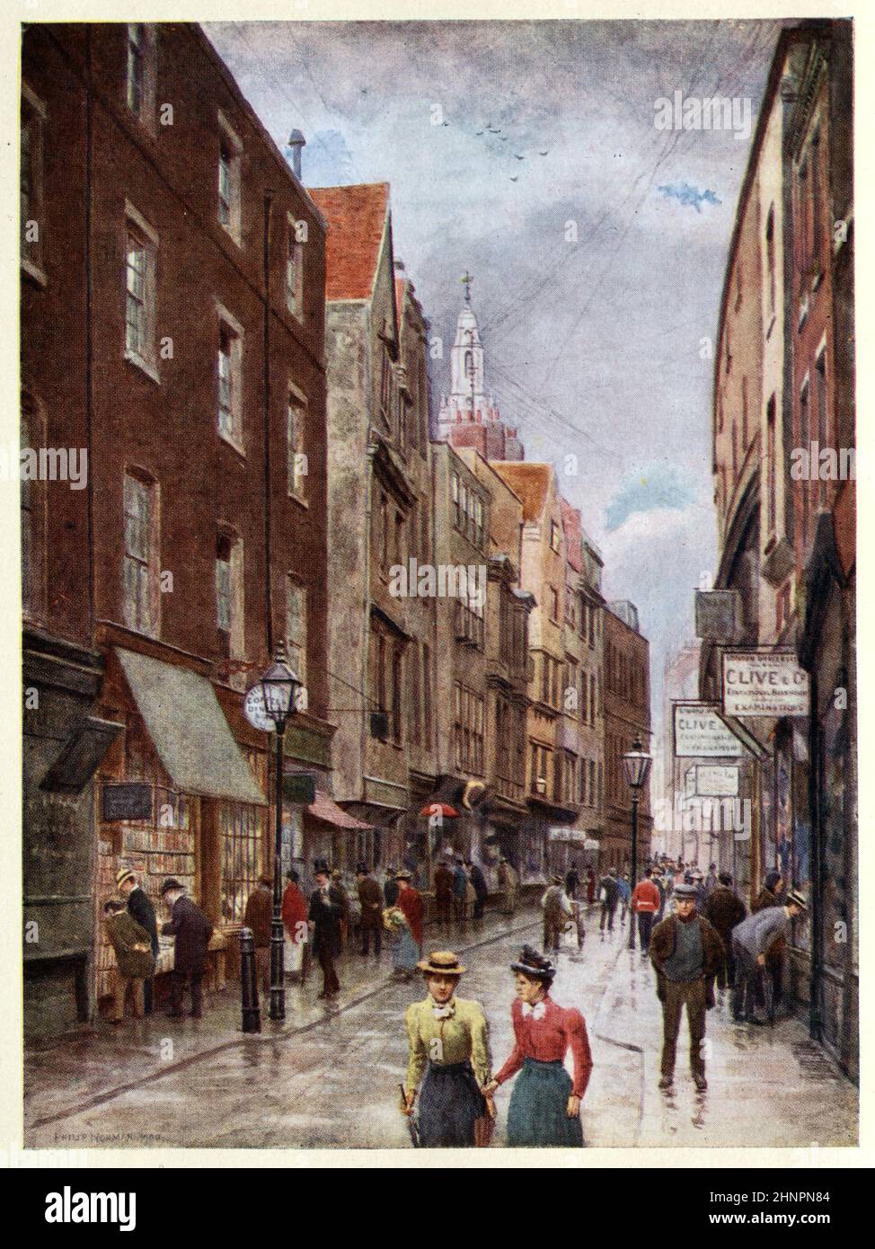 Old London, case a schiera su Holywell Street, Strand, guardando a ovest, 1900. Philip Norman Foto Stock