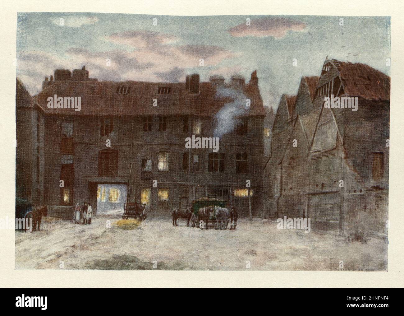 Old London, retro del White Hart Inn, Southwark, 1884. Philip Norman Foto Stock