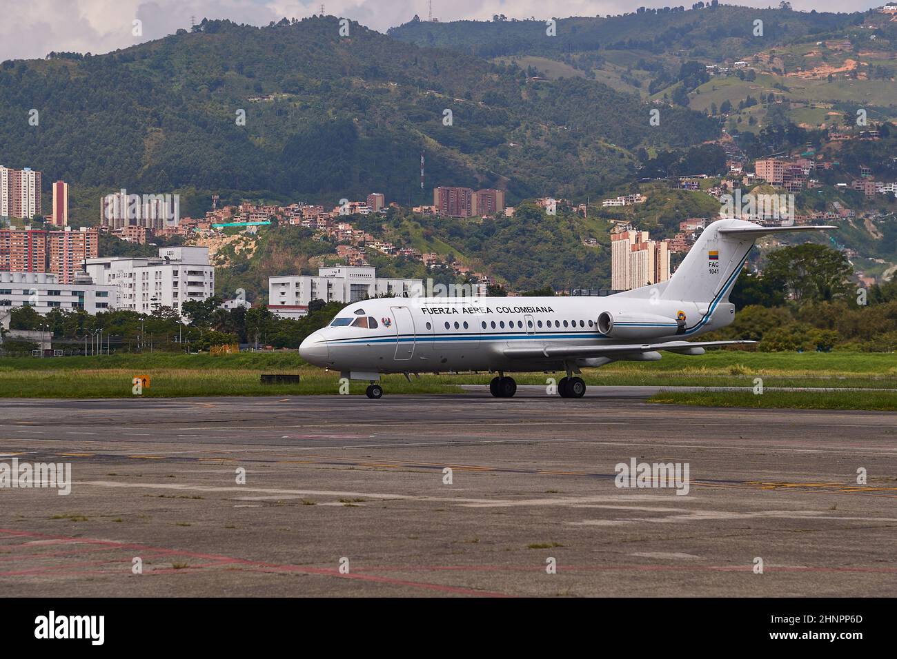 Fokker F28 velivolo dell'Aeronautica colombiana Foto Stock