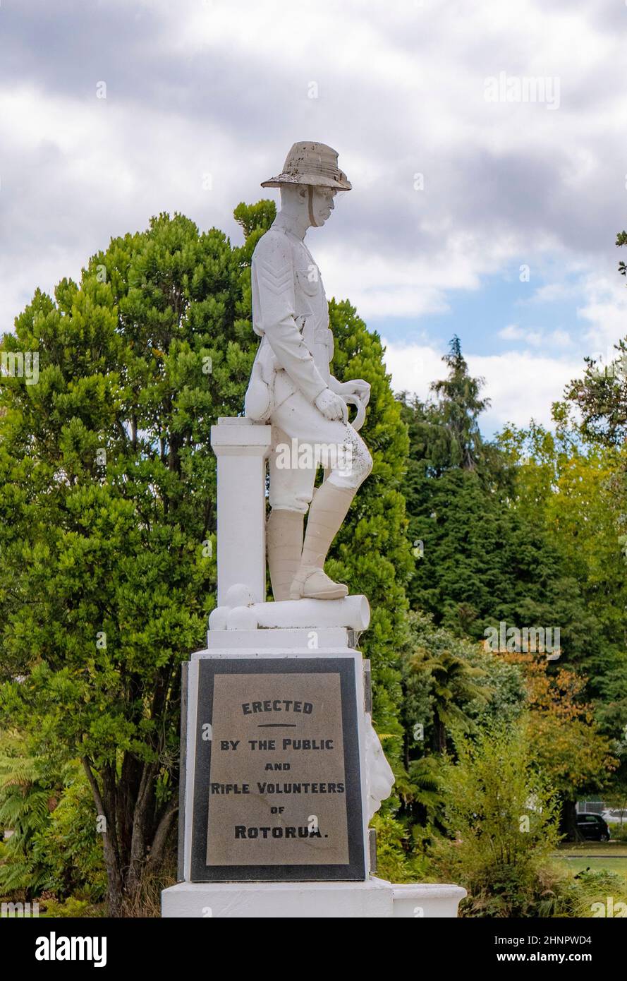 Monumento commemorativo della Guerra del Sud Africa di Rotorua donato da volontari di fucile a Rotorua Foto Stock