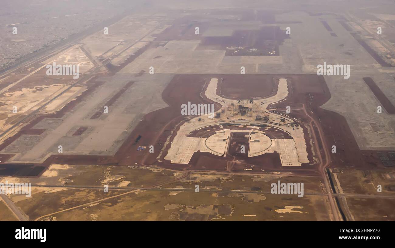Nuovo aeroporto di Città del Messico in costruzione prima di essere abbandonato dal presidente Andres Manuel Lopez Obrador (AMLO) Foto Stock