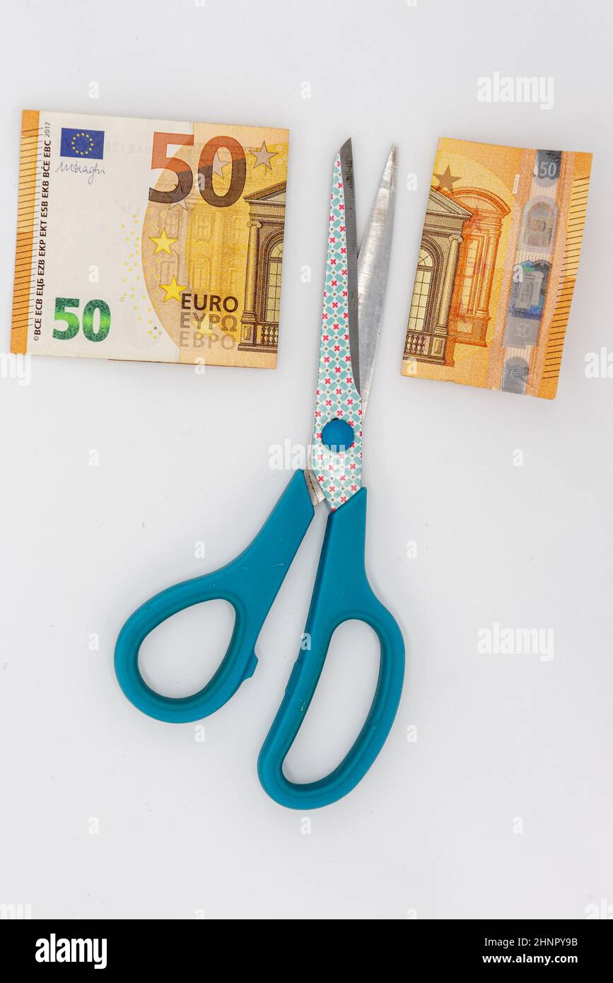 Durante la crisi dell'ecommerce le banconote in euro hanno perso il loro valore Foto Stock