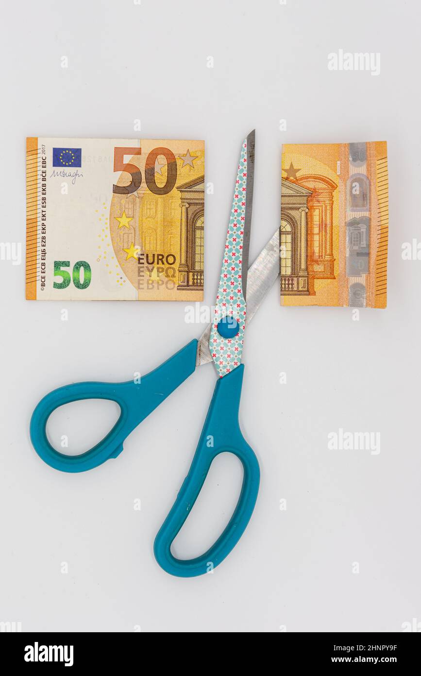 Durante la crisi dell'ecommerce le banconote in euro hanno perso il loro valore Foto Stock