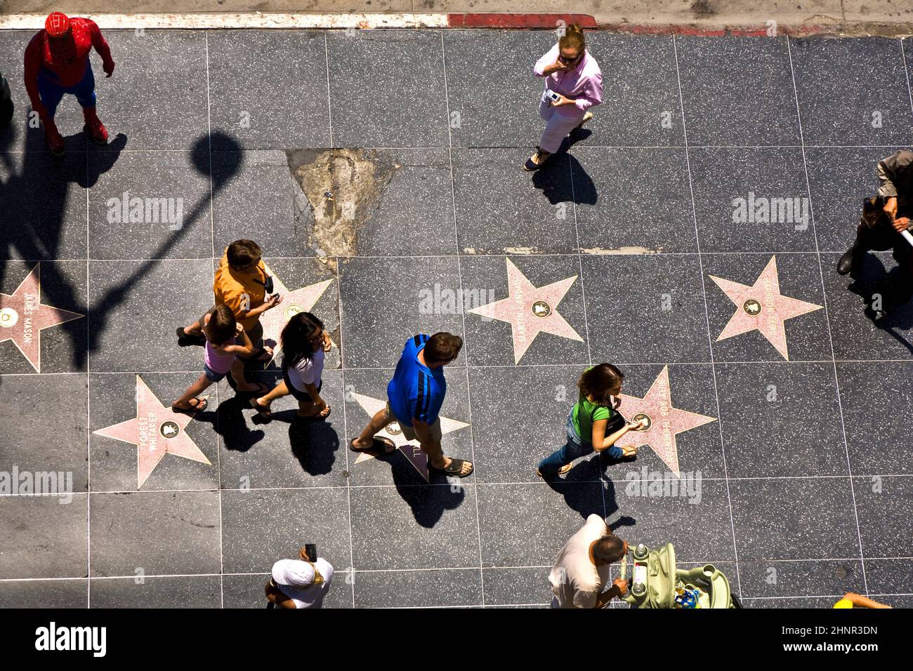 Persone alla passeggiata della fama a Hollywood Foto Stock