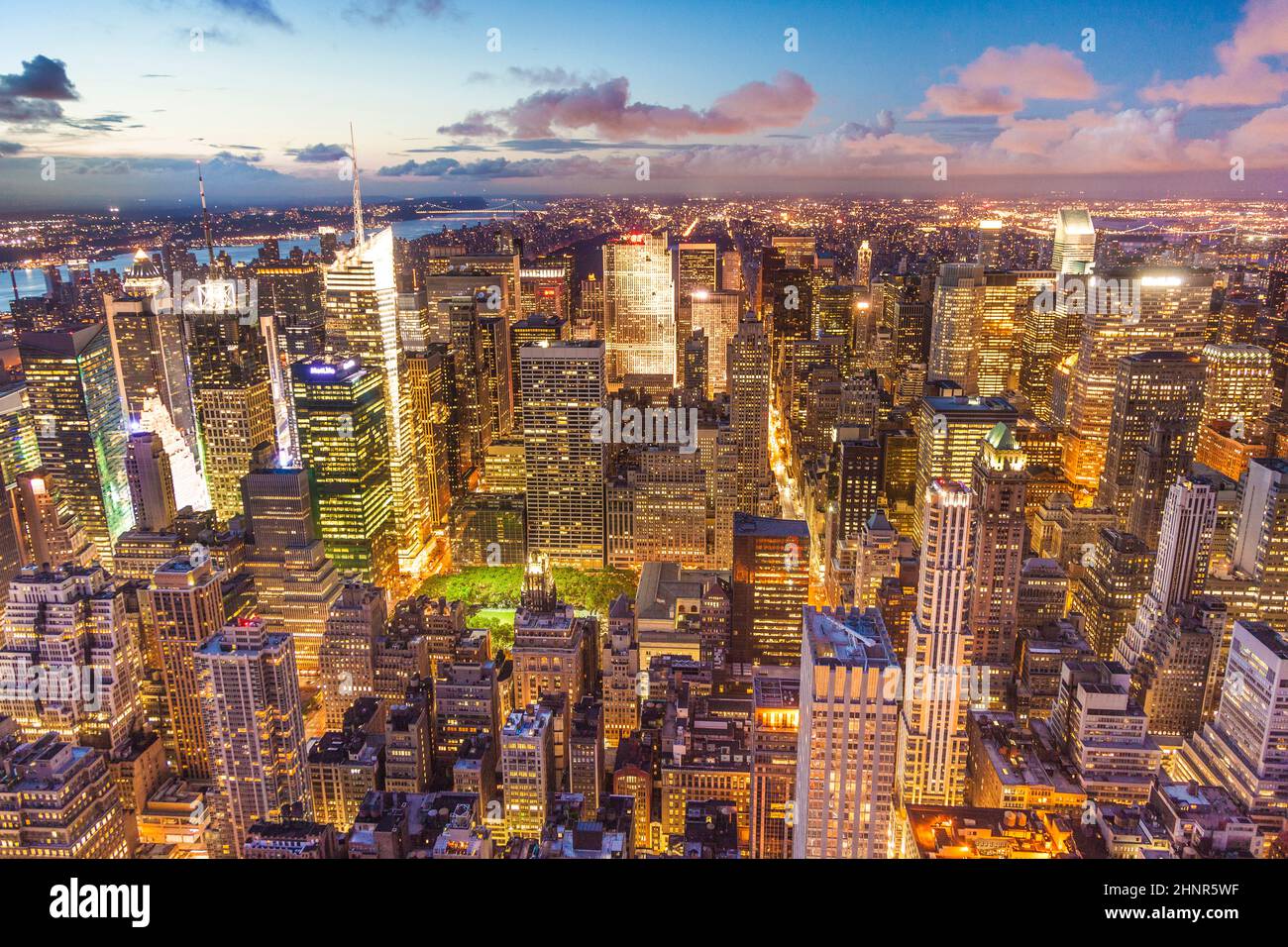 New York di notte dall'Empire state Building Foto Stock