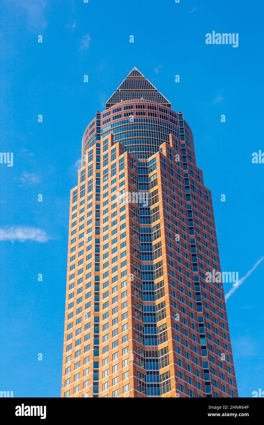 Messeturm - Torre della Fiera di Francoforte Foto Stock