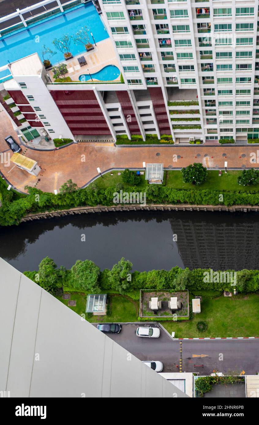 Ammira il paesaggio dall'architettura dei grattacieli di Bangkok, Thailandia. Foto Stock