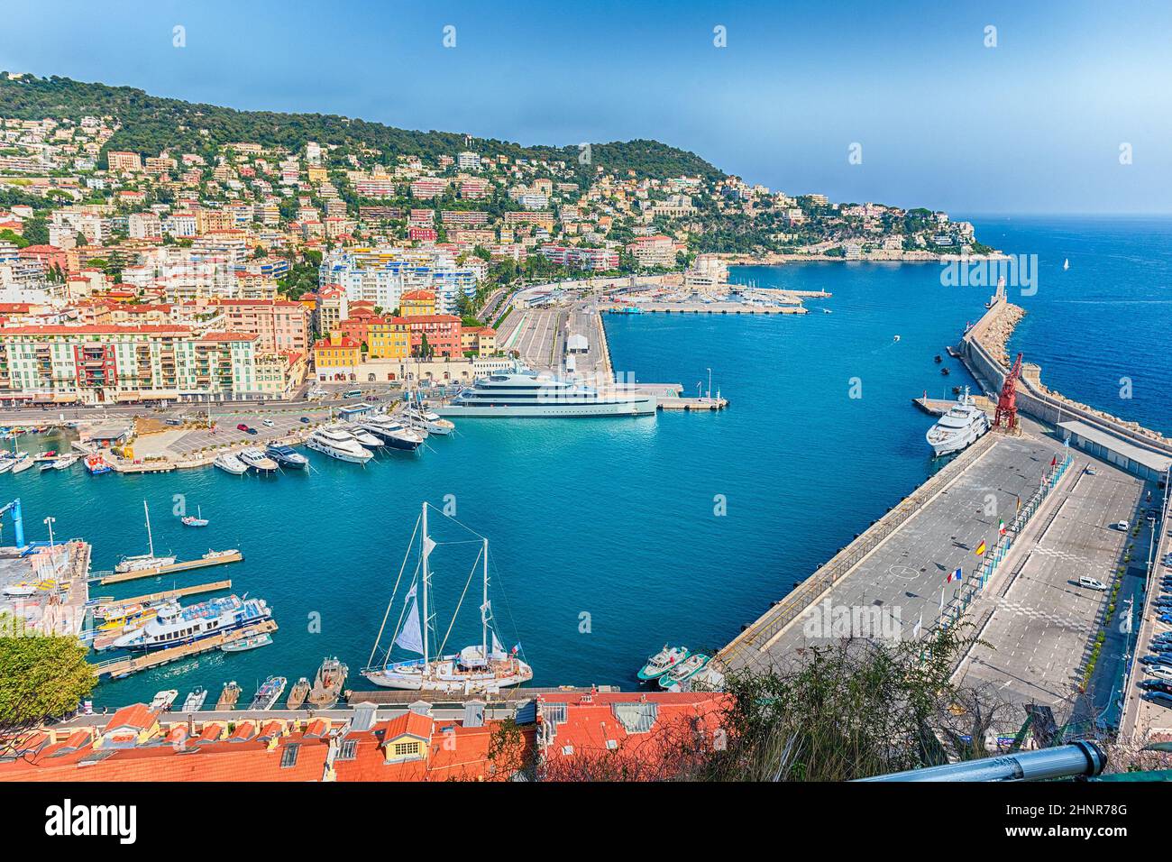 Veduta aerea del Porto di Nizza, Costa Azzurra, Francia Foto Stock