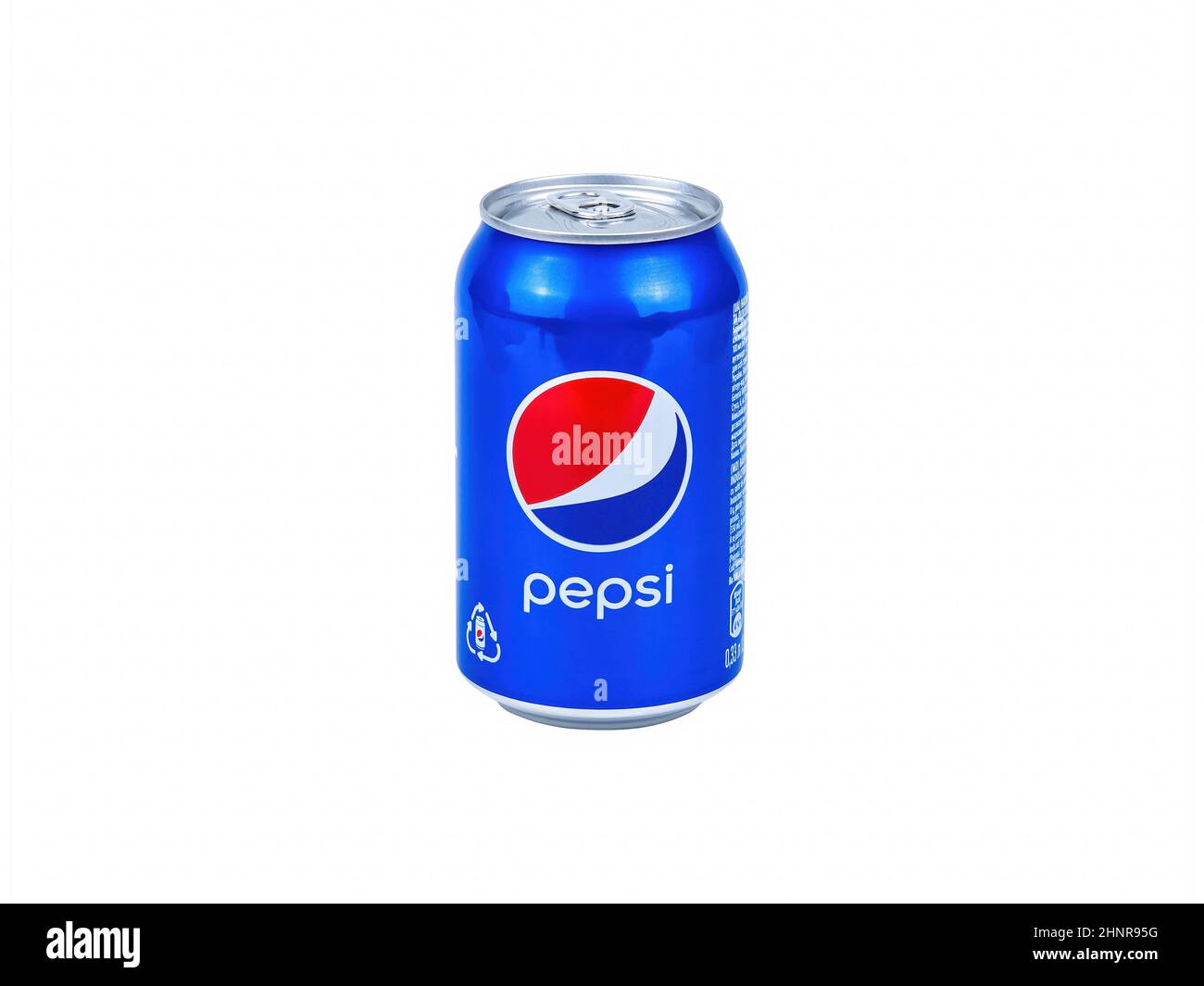 Kiev Ucraina, 12.15.2021. Lattina di alluminio di Pepsi Cola drink. Foto Stock