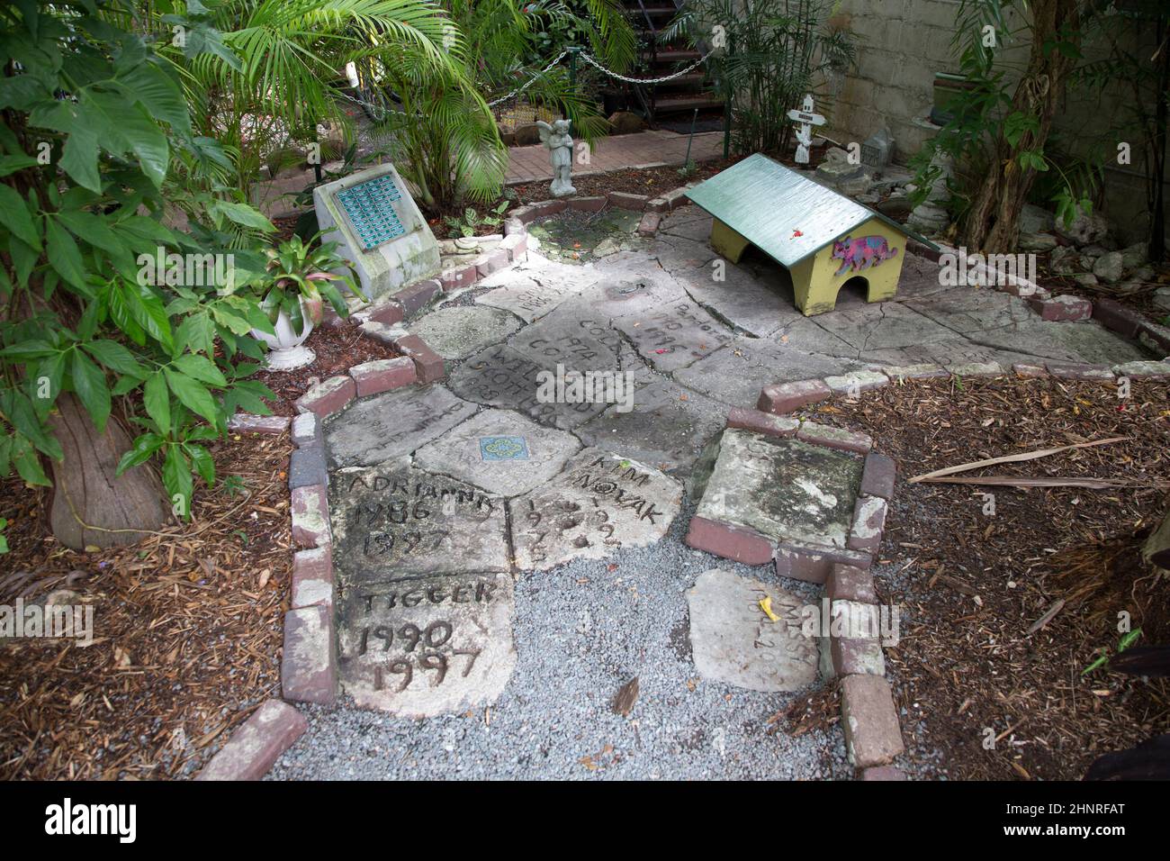 Cimitero per i gatti nel giardino di Hemmingways Foto Stock