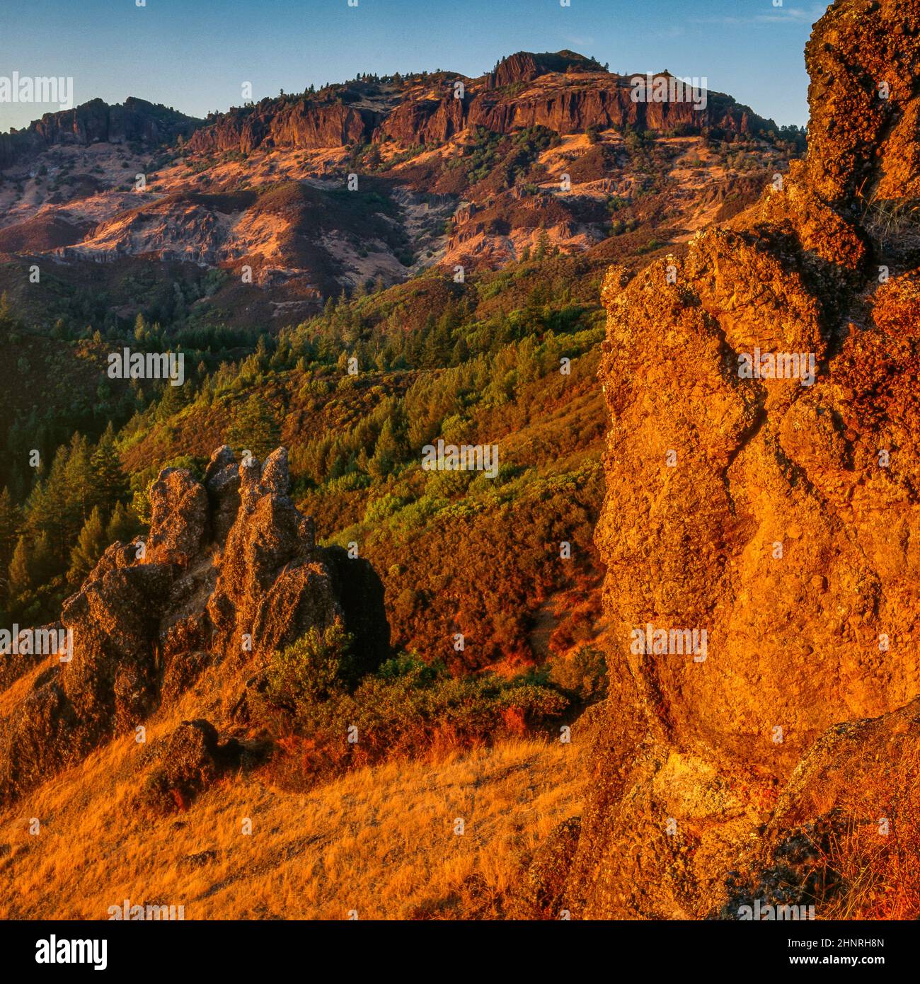 Tramonto, il Palisades, Calistoga, Napa Valley, California Foto Stock