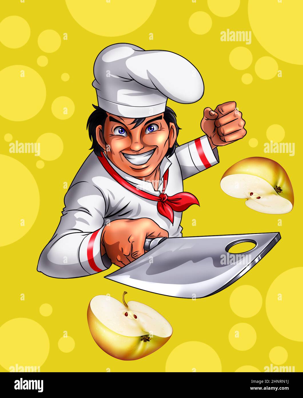 Chef cucina arte pittura digitale e per l'uso da parte dei designer in menu e spot pubblicitari Foto Stock