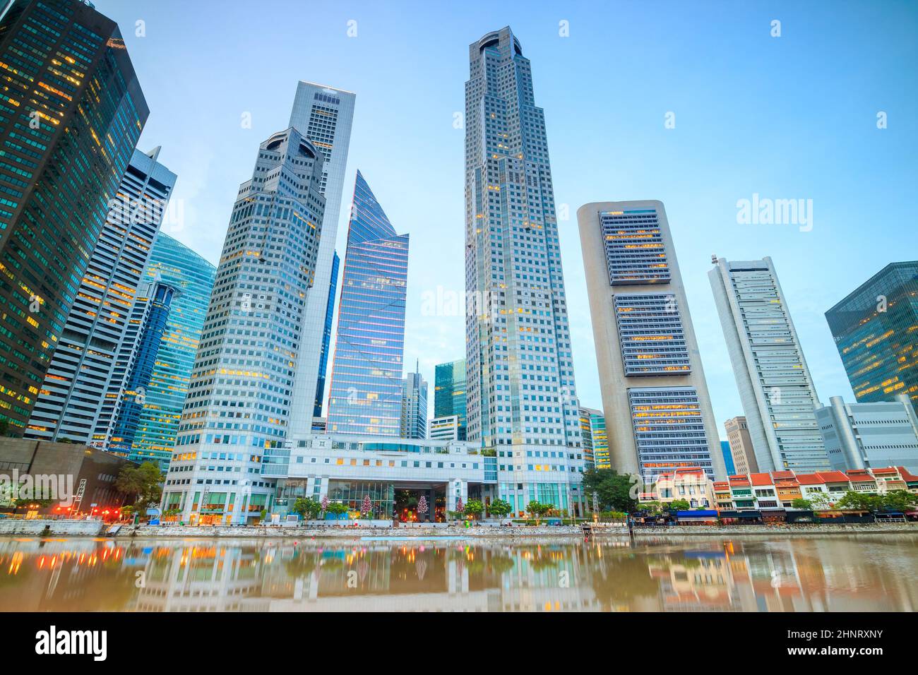 Skyline del centro di Singapore Foto Stock