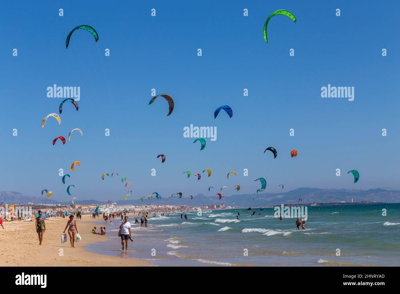 Kite surf a Tarifa Foto Stock