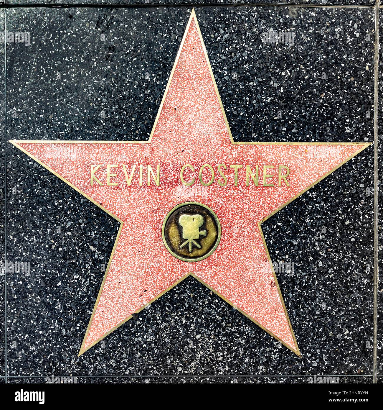 Primo piano di Star sulla Hollywood Walk of Fame per Kevin Costner Foto Stock