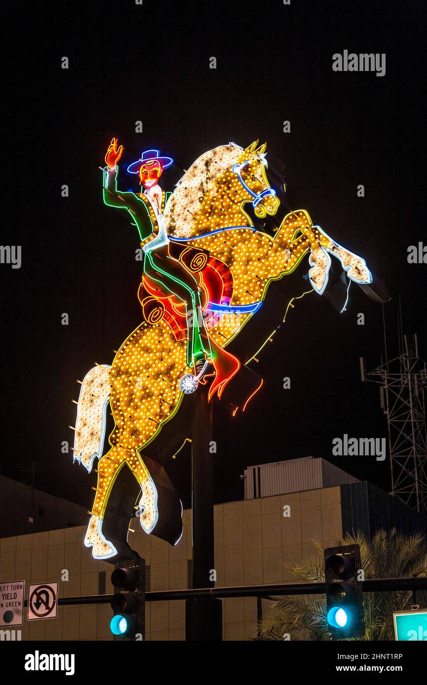 Neon rider a Fremont Street a Las Vegas Foto Stock