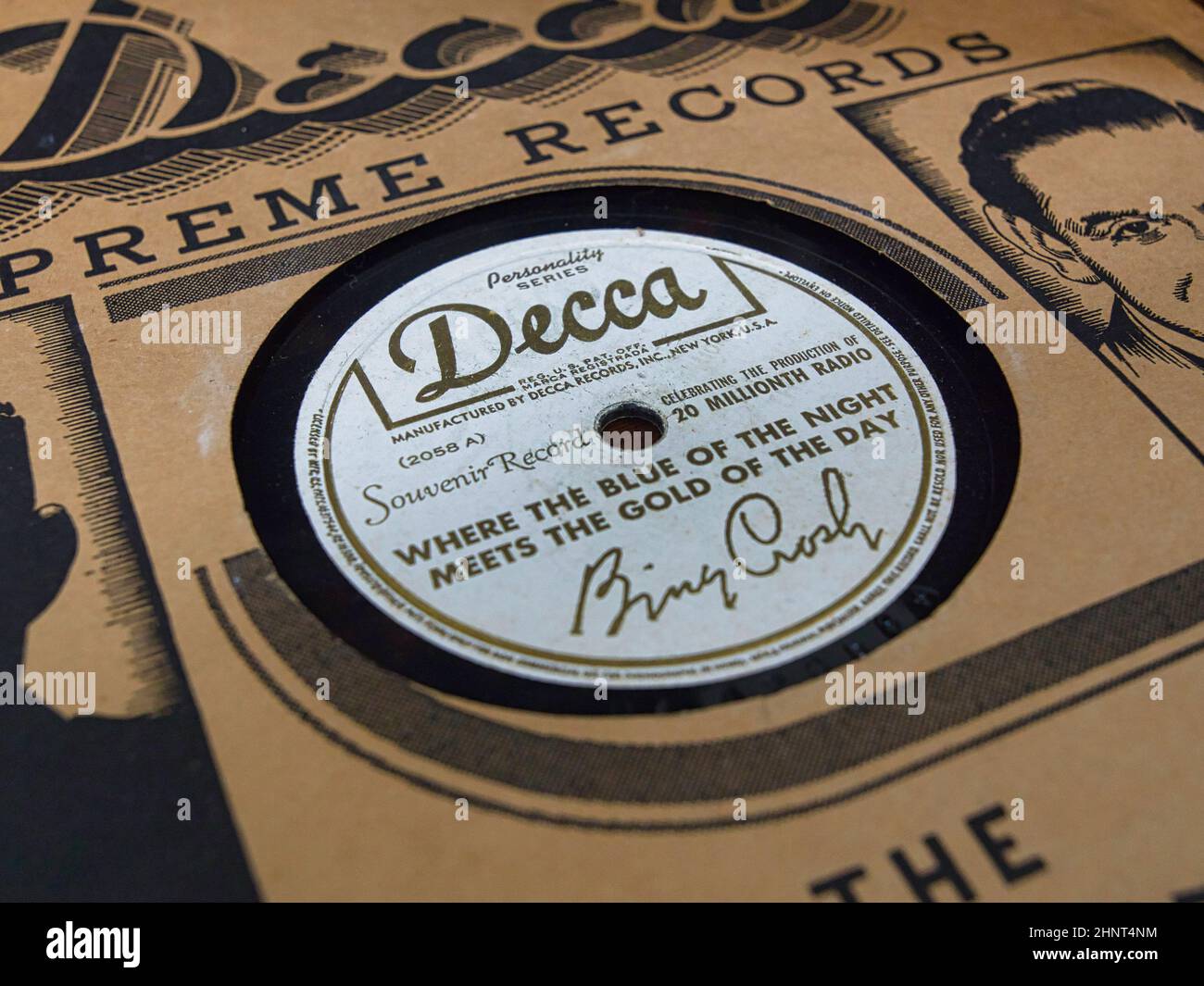 Decca Records Bing Crosby album upclose Foto Stock