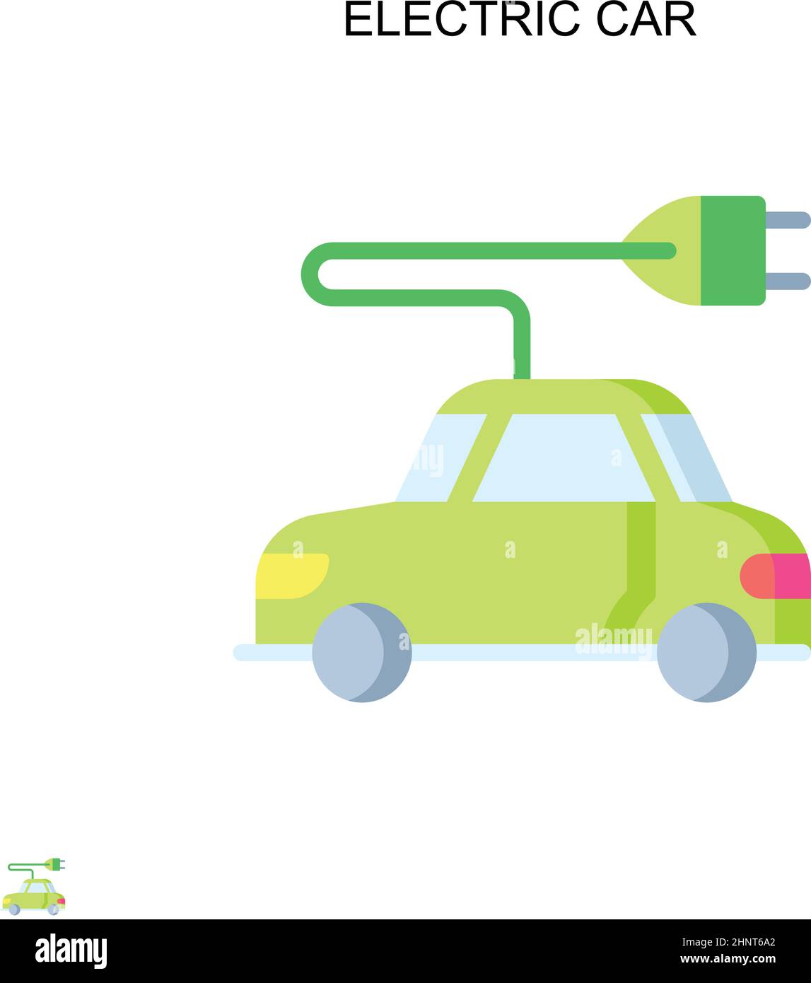 Icona vettoriale semplice per auto elettriche. Modello di disegno del simbolo di illustrazione per l'elemento dell'interfaccia utente mobile Web. Illustrazione Vettoriale