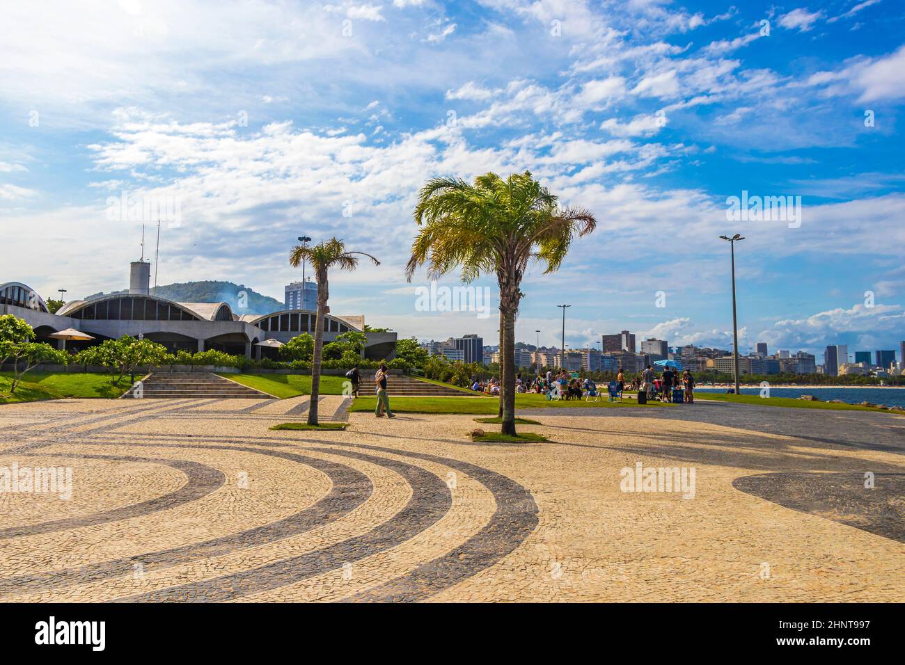 Flamengo Beach vista panoramica e paesaggio urbano Rio de Janeiro Brasile. Foto Stock