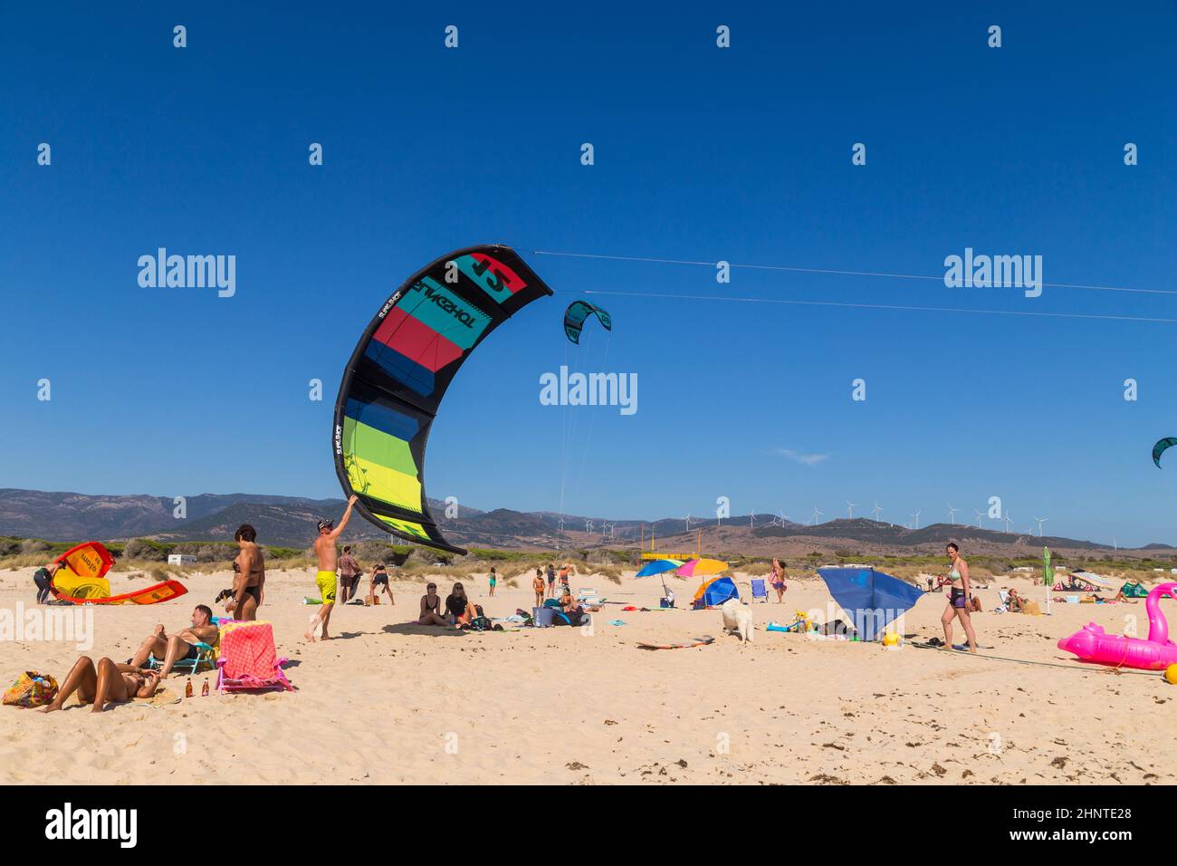 Kite surf a Tarifa Foto Stock
