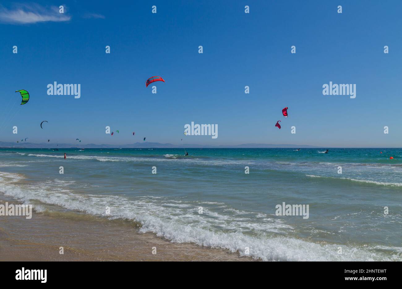 Kite surf a Tarifa Foto Stock