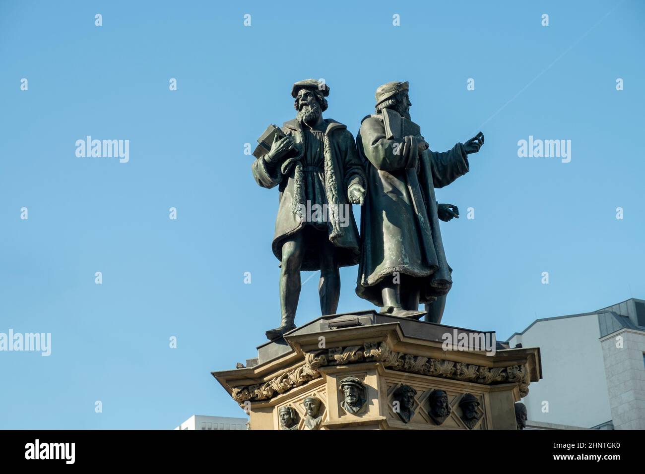 Gutenberg scultura commemorativa a Francoforte sul meno Foto Stock