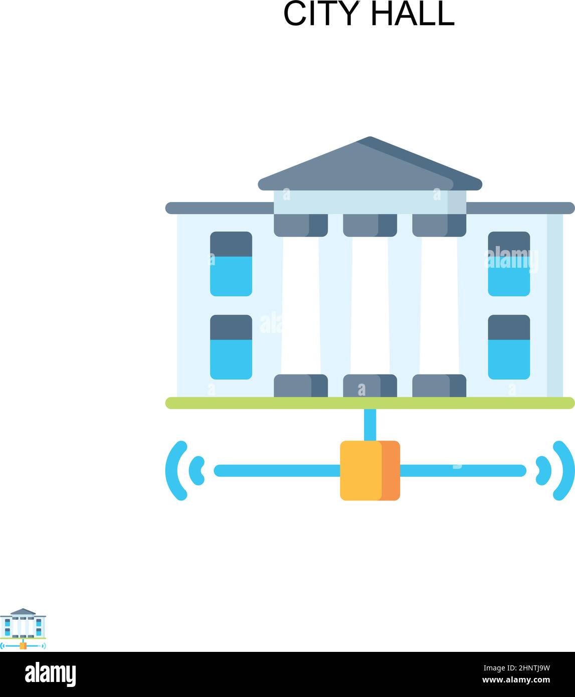 Municipio semplice icona vettoriale. Modello di disegno del simbolo di illustrazione per l'elemento dell'interfaccia utente mobile Web. Illustrazione Vettoriale