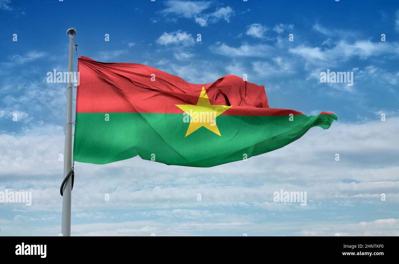 Bandiera del Burkina Faso - bandiera realistica del tessuto ondulato Foto Stock