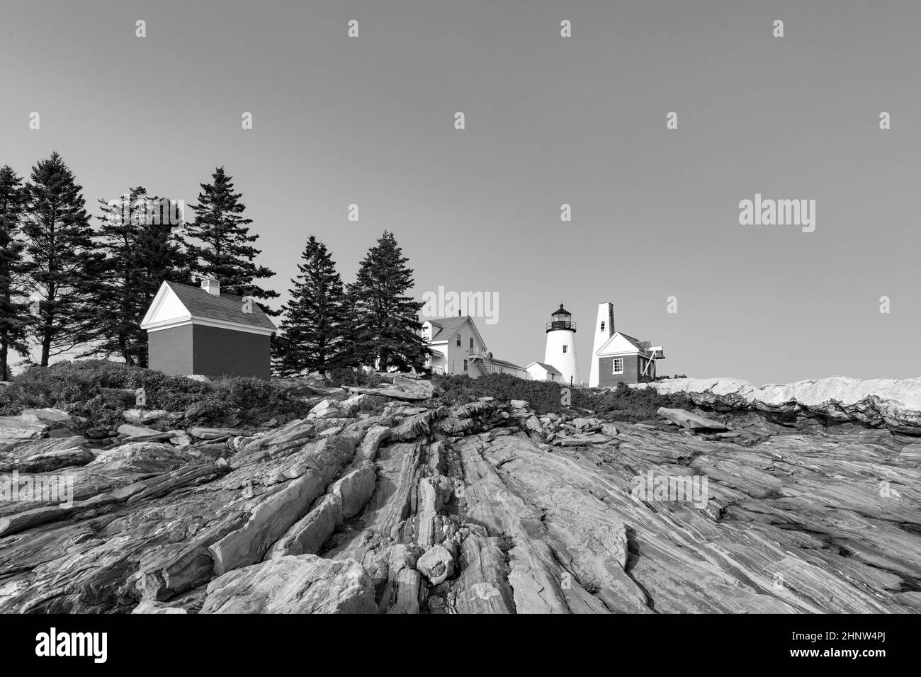 Famoso vecchio faro di Pemaquid a Bristol, USA Foto Stock