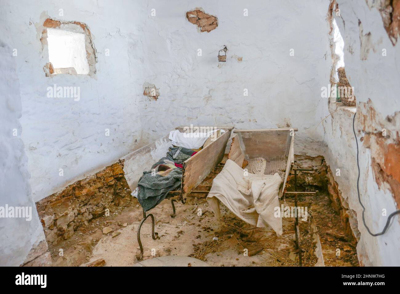 Interno di un vecchio trulli di Alberobello, Italia Foto Stock