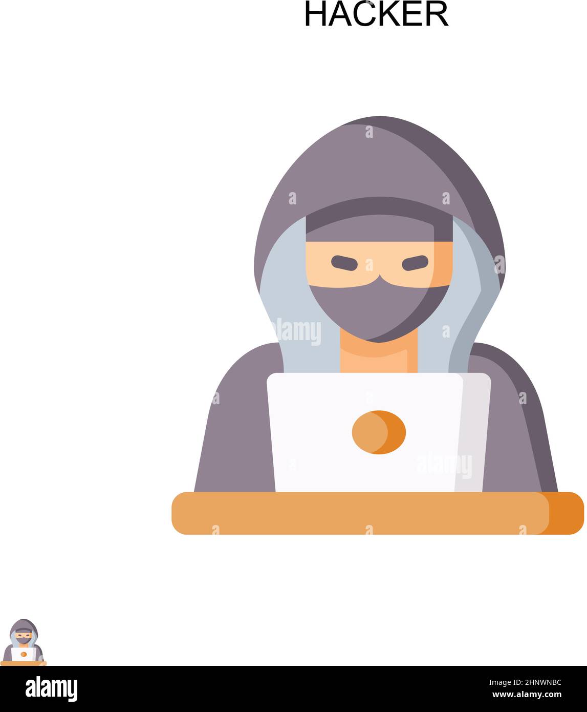 Icona vettore semplice hacker. Modello di disegno del simbolo di illustrazione per l'elemento dell'interfaccia utente mobile Web. Illustrazione Vettoriale