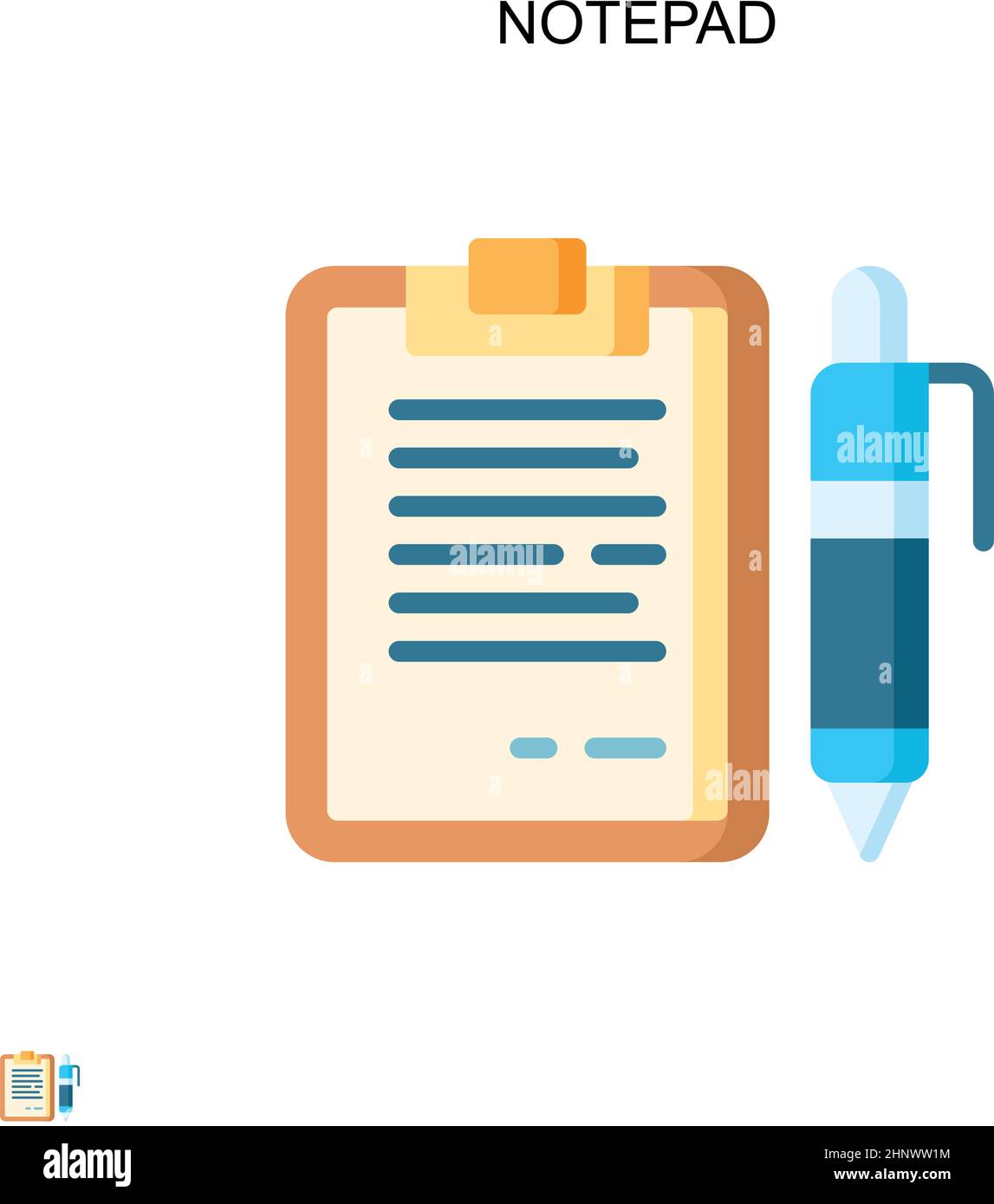 Icona vettore semplice blocco note. Modello di disegno del simbolo di illustrazione per l'elemento dell'interfaccia utente mobile Web. Illustrazione Vettoriale