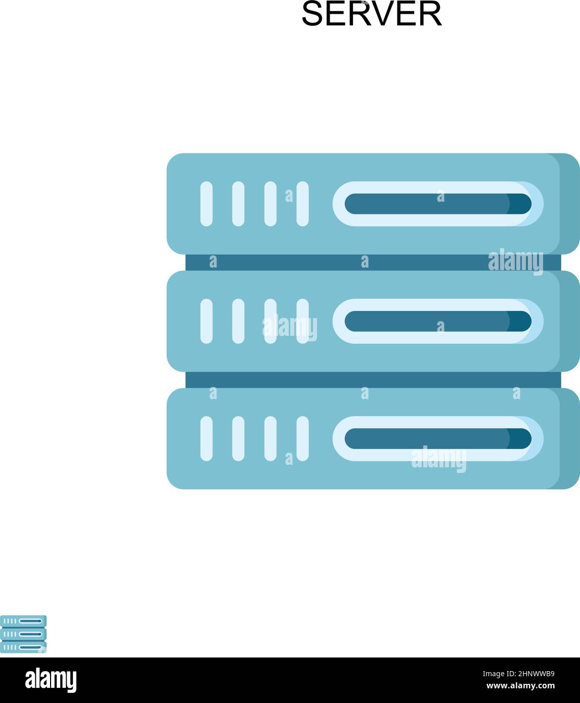 Icona vettore semplice server. Modello di disegno del simbolo di illustrazione per l'elemento dell'interfaccia utente mobile Web. Illustrazione Vettoriale