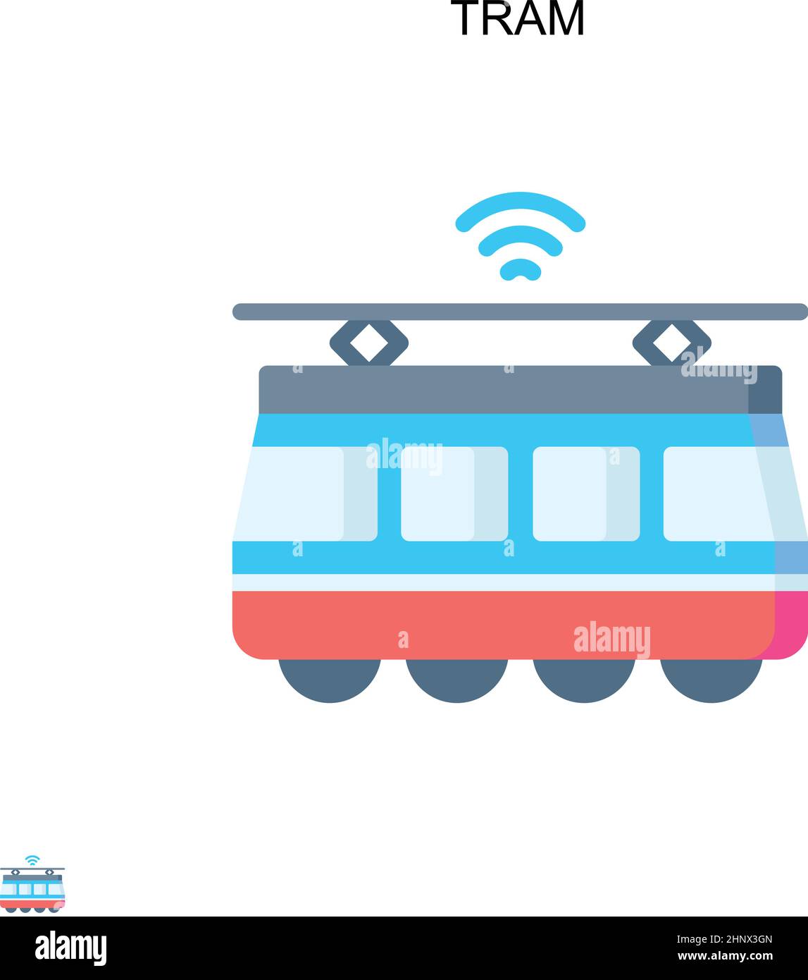 Tram semplice icona vettore. Modello di disegno del simbolo di illustrazione per l'elemento dell'interfaccia utente mobile Web. Illustrazione Vettoriale
