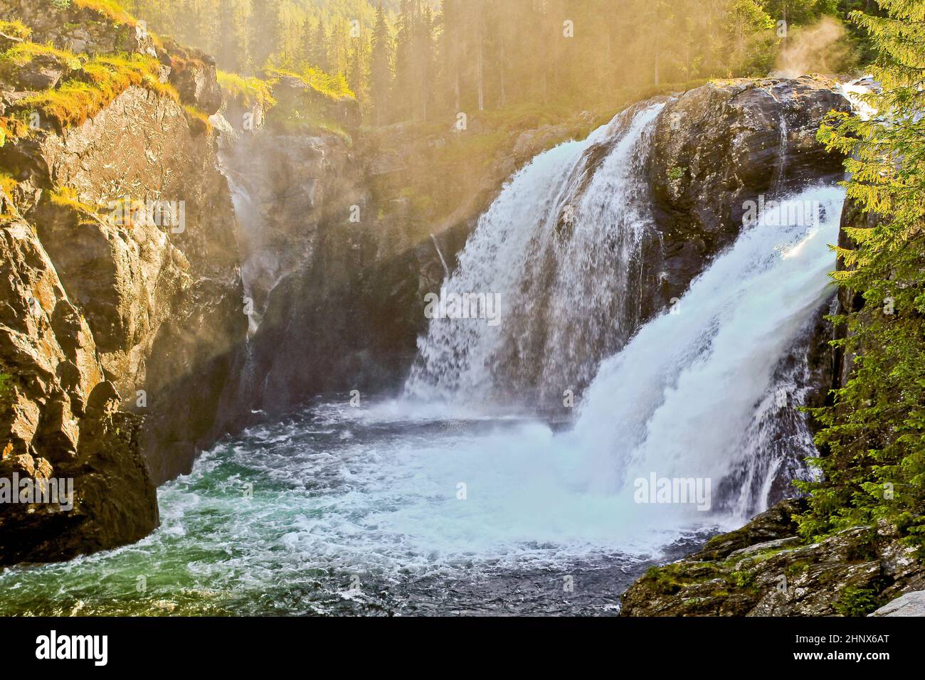 La più bella cascata in Europa. In Rjukandefossen Hemsedal, Buskerud, Norvegia. Foto Stock