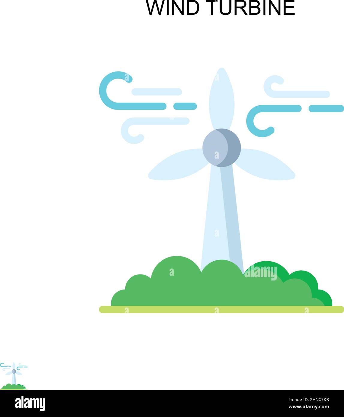 Icona vettore semplice turbina eolica. Modello di disegno del simbolo di illustrazione per l'elemento dell'interfaccia utente mobile Web. Illustrazione Vettoriale