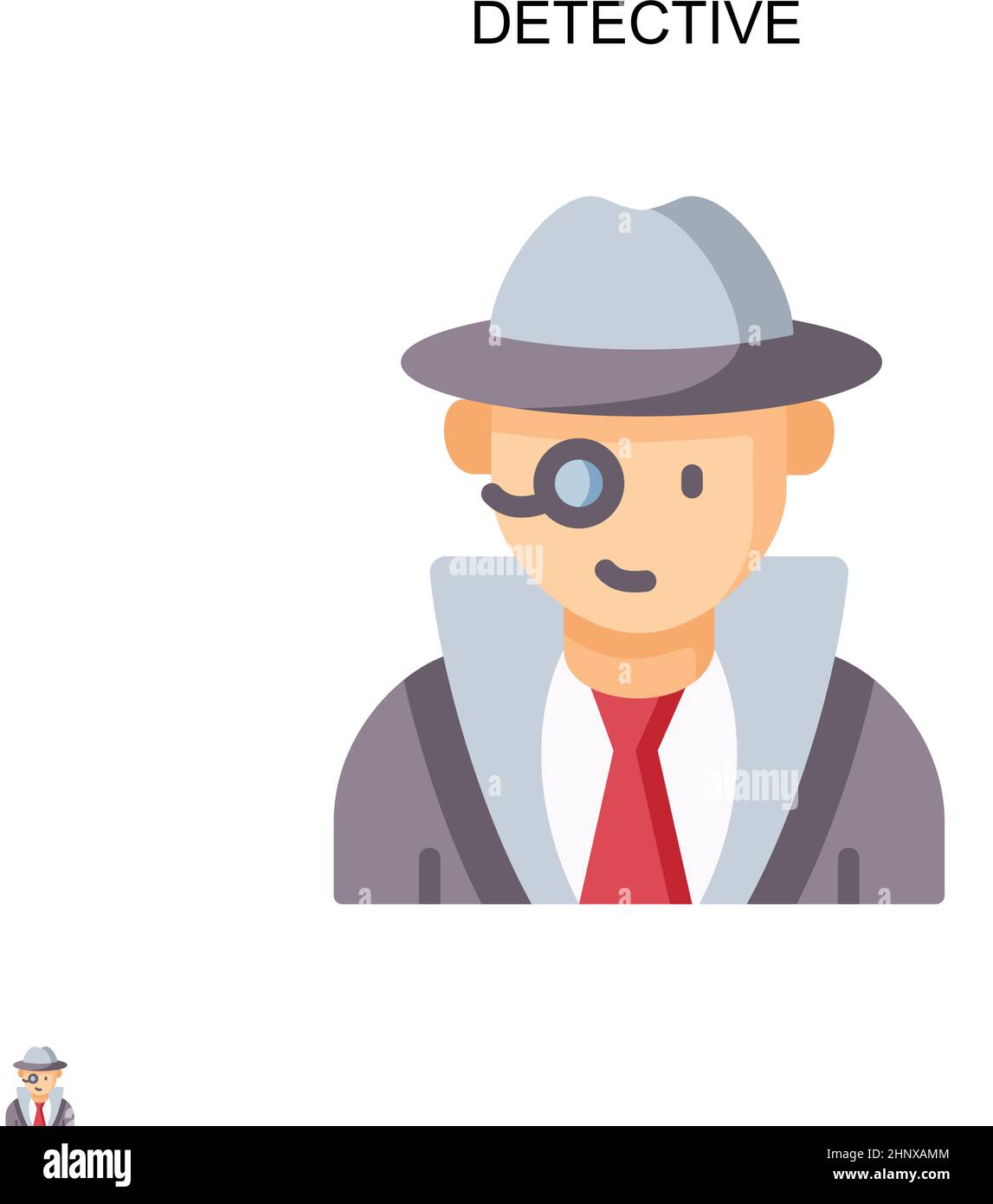 Icona vettore semplice detective. Modello di disegno del simbolo di illustrazione per l'elemento dell'interfaccia utente mobile Web. Illustrazione Vettoriale Icona vettore semplice detective. Modello di disegno del simbolo di illustrazione per l'elemento dell'interfaccia utente mobile Web. Illustrazione Vettoriale