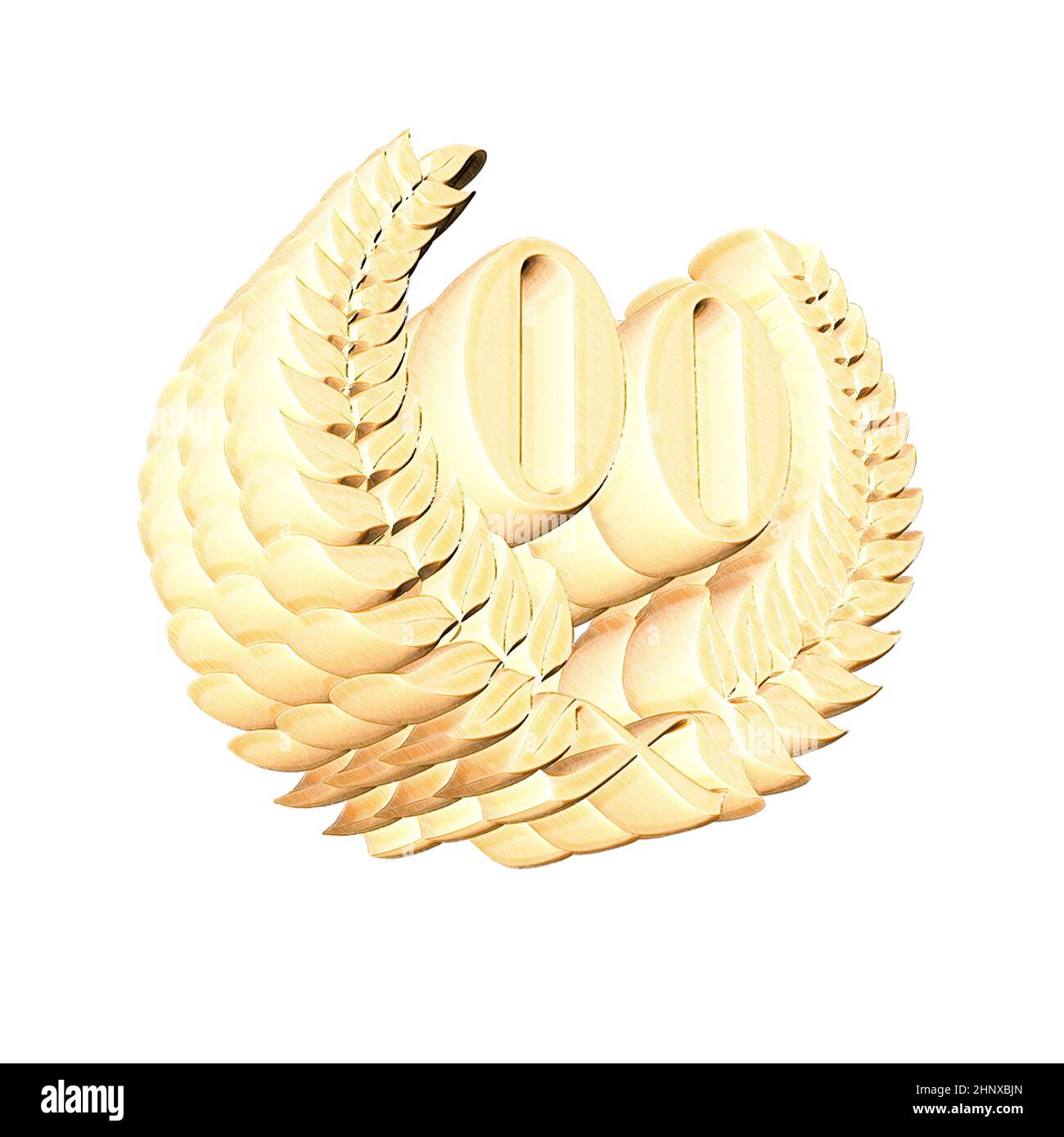 Numero 00 con corona di alloro o corona d'onore come 3D-illustrazione, 3D-rendering Foto Stock