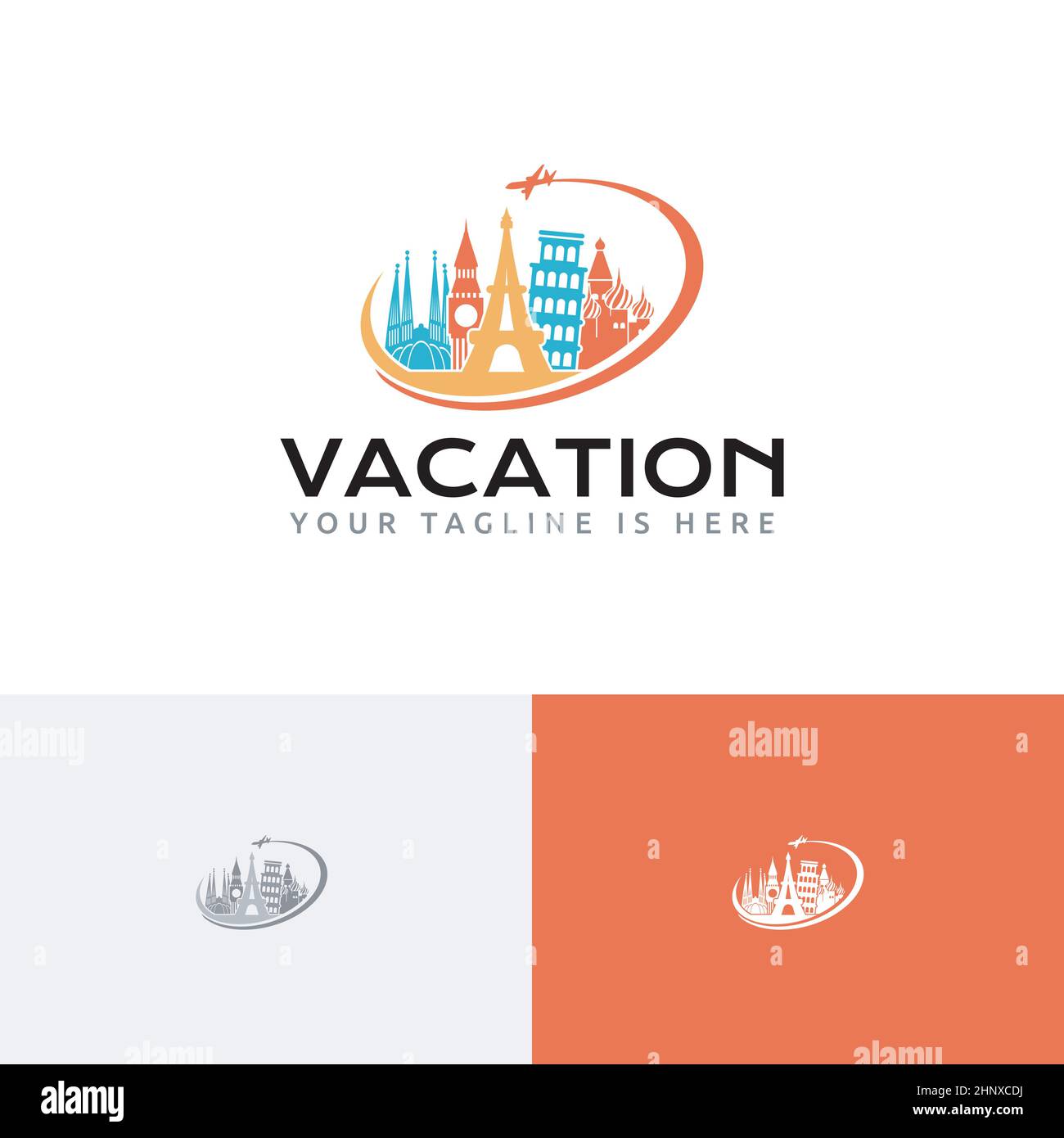 Europe Tour Travel Holiday Vacation Flight Agency idea del logo Illustrazione Vettoriale