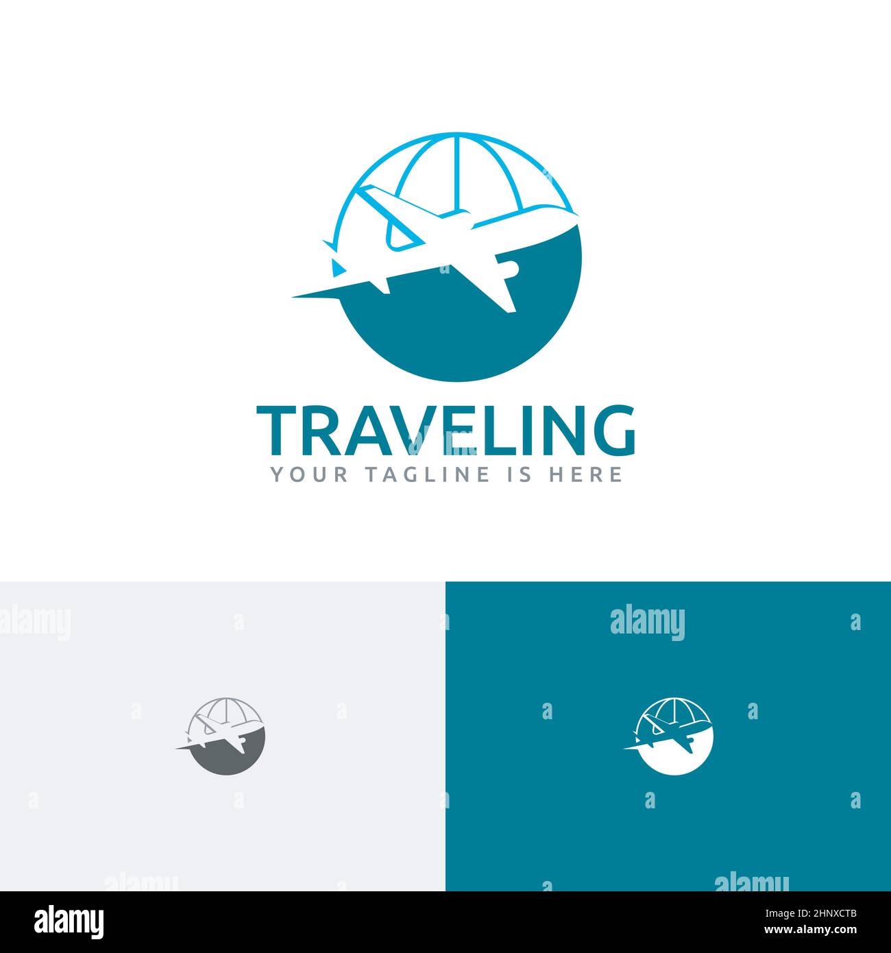 World Globe Flight Plane Tour Travel Holiday Vacation Agency Logo Illustrazione Vettoriale