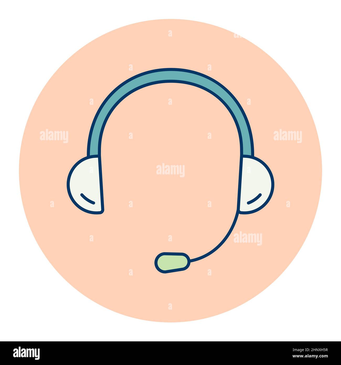 Cuffia. Cuffie con icona del vettore del microfono. Simbolo grafico per la musica e il suono del sito web e delle applicazioni design, logo, app, UI Foto Stock