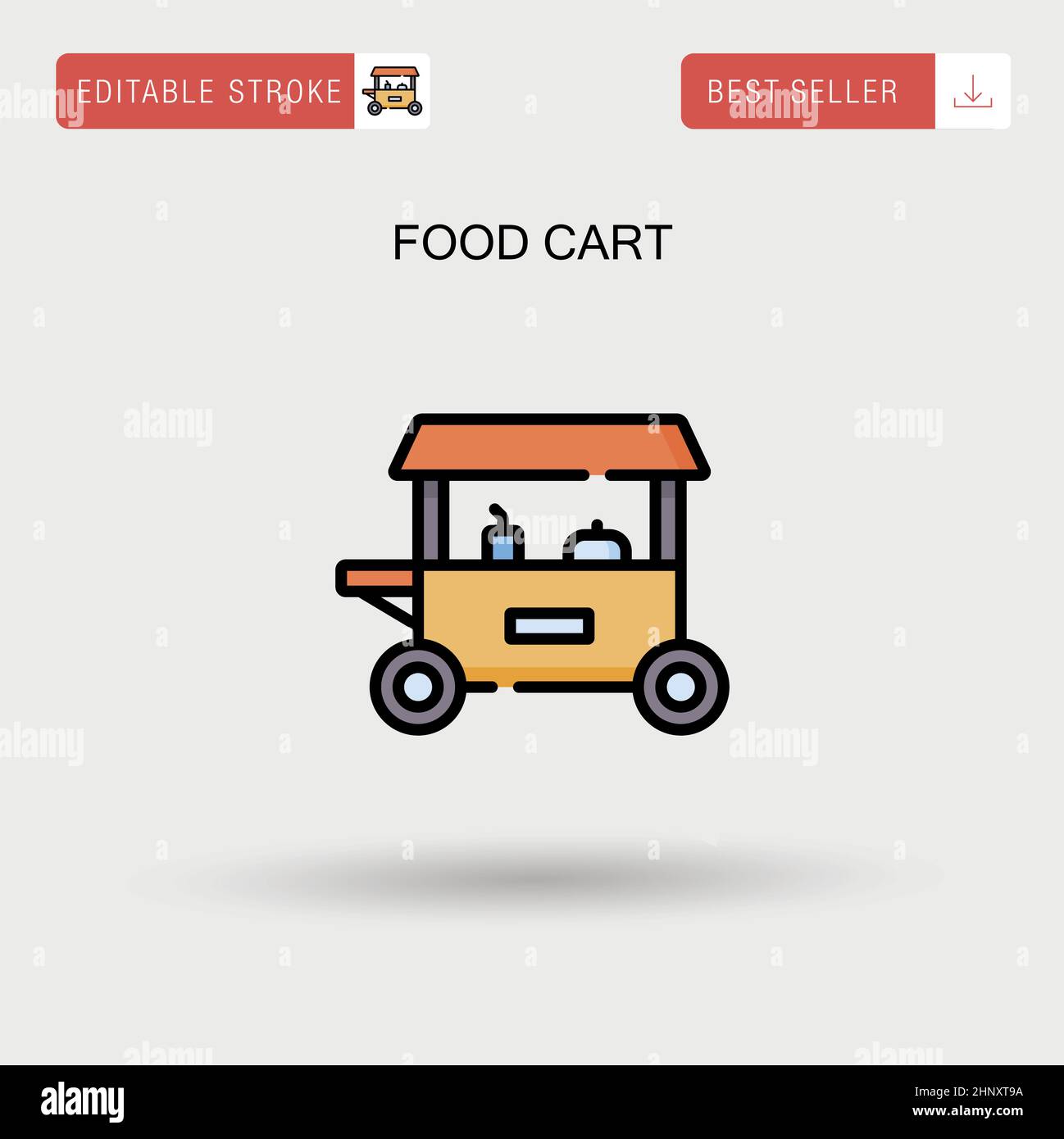 Icona vettoriale semplice del carrello per alimenti. Illustrazione Vettoriale