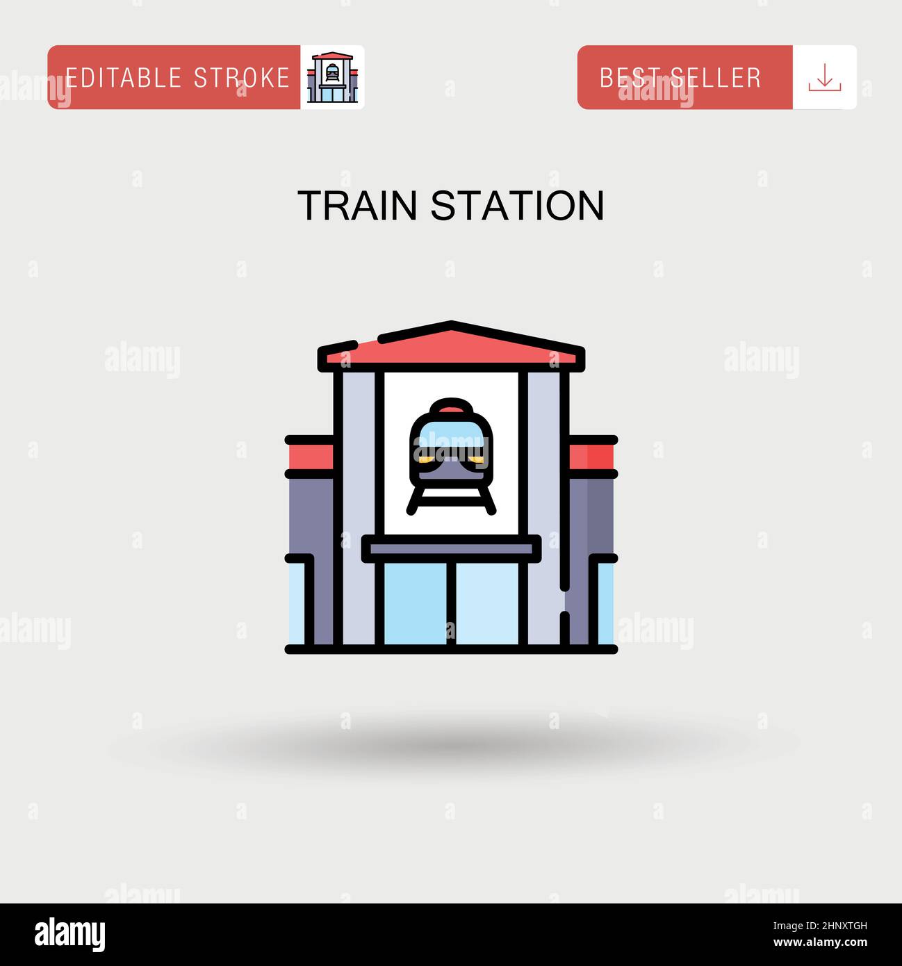 Stazione ferroviaria semplice vettore icona. Illustrazione Vettoriale