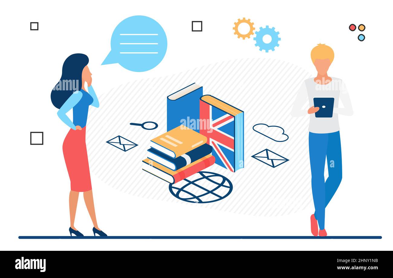 Imparare le lingue di comunicazione internazionale materiale librario. Sviluppare la capacità di parlare alla lingua straniera Illustrazione Vettoriale
