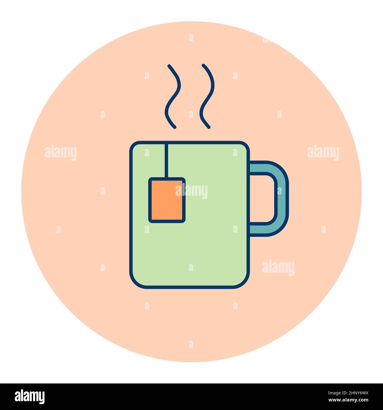 Tazza di caffè con icona a forma di vapore vettoriale. Apparecchio da cucina. Simbolo grafico per la progettazione di siti Web di cucina, logo, app, UI Foto Stock