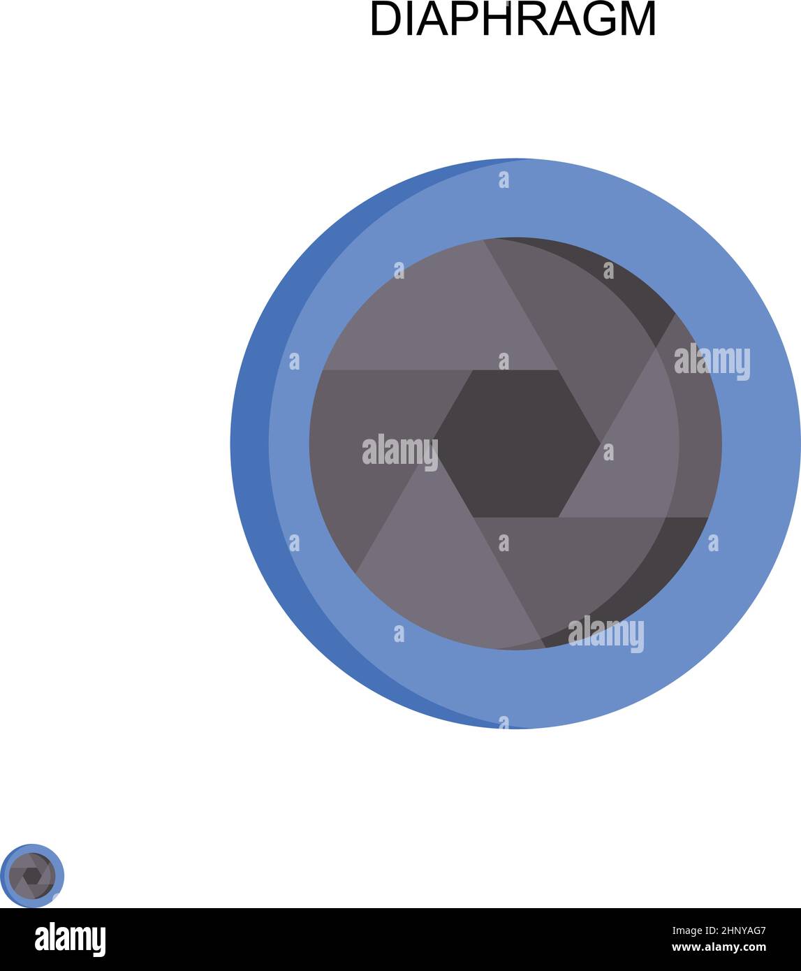 Icona vettore semplice diaframma. Modello di disegno del simbolo di illustrazione per l'elemento dell'interfaccia utente mobile Web. Illustrazione Vettoriale